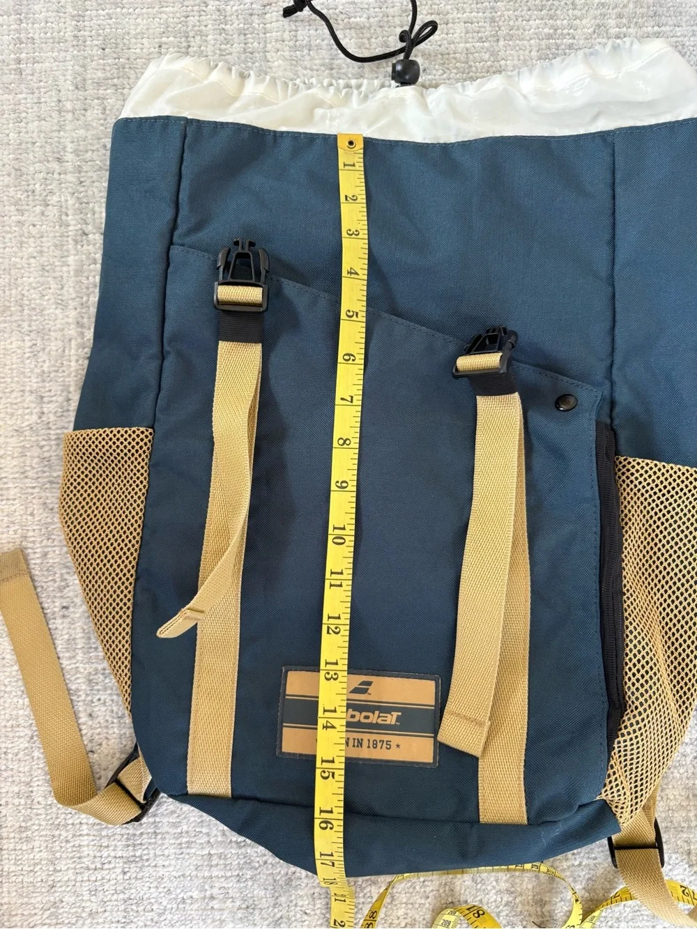Babolat Junior Classic Backpack Blue Tan Side Mesh Tennis Travel Hike School